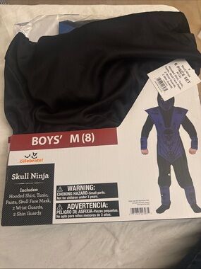 Boys' Skull Ninja Costume - Black and blue - M (8)